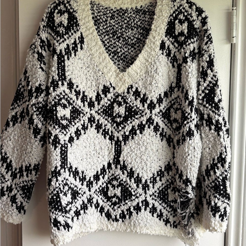 Cozy Black and White Knit Sweater